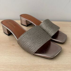 Marc Fisher Metallic Block Heel Mules 8